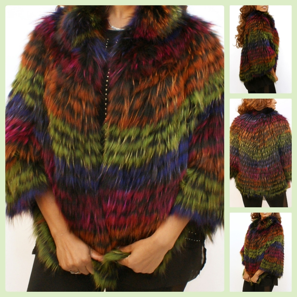 Fox Fur Cape Poncho Jacket - Picture 13 of 16